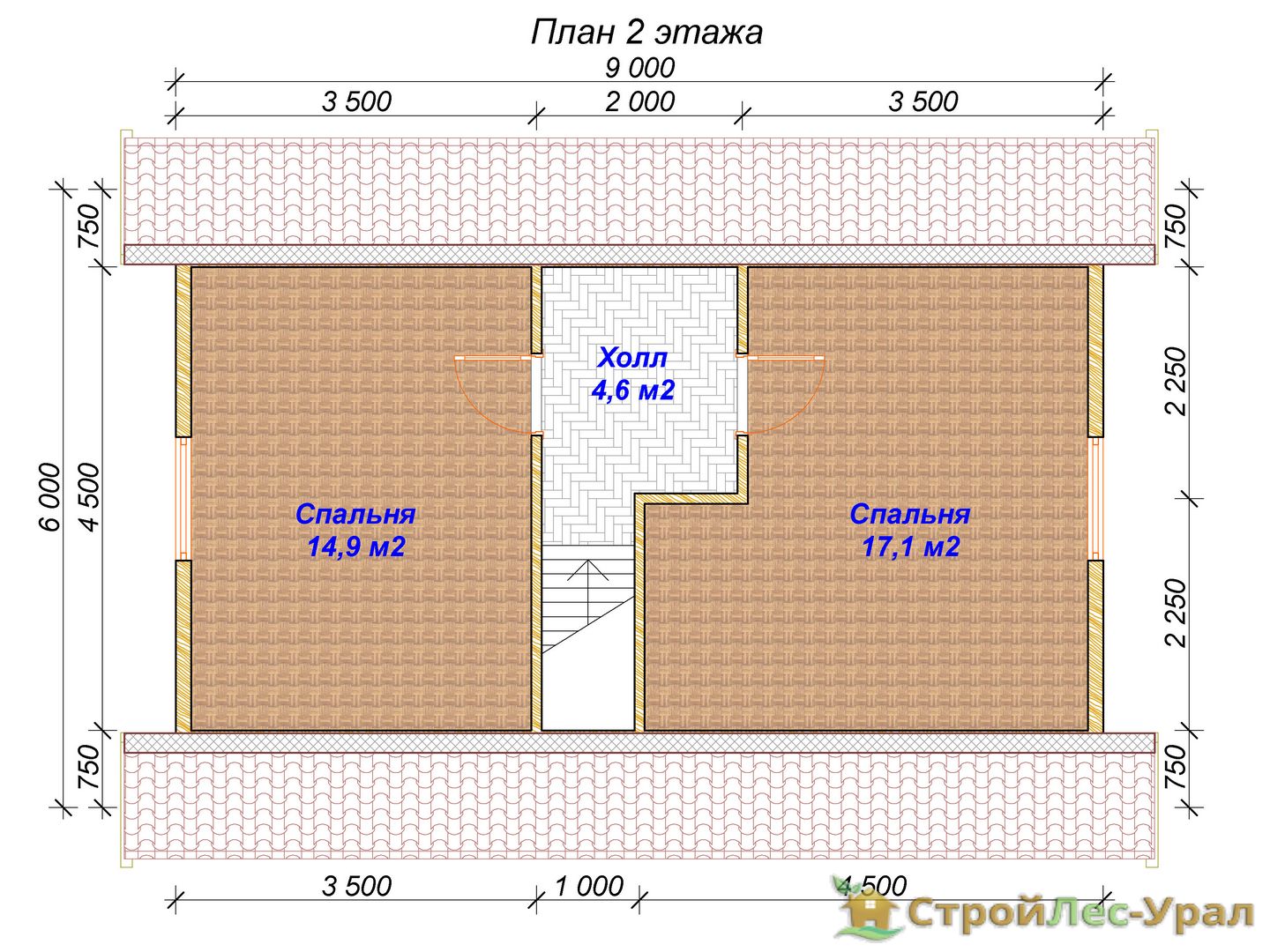 Проект дома ДБ-71 (6х9м), площадью 84м² из бруса 150х150мм | Стройлес-урал